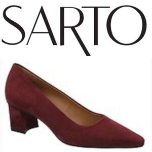 SARTO By Franco Sarto Maroon Suede Block Heel Pumps